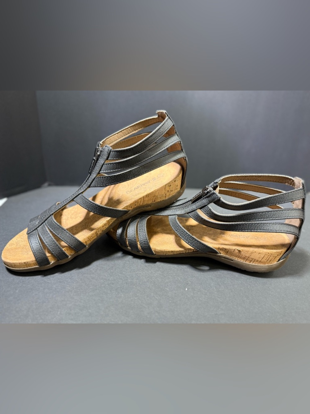 BearPaw Layla II Black Strappy Front-Zip Women’s Gladiator Sandals sz -9W - Picture 3 of 6